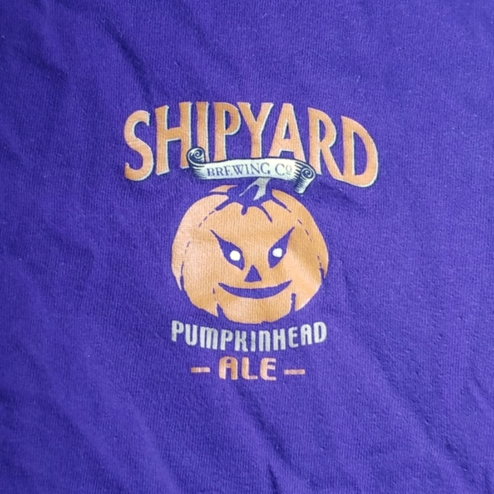Women's Shipyard Pumpkinhead purple t shirt